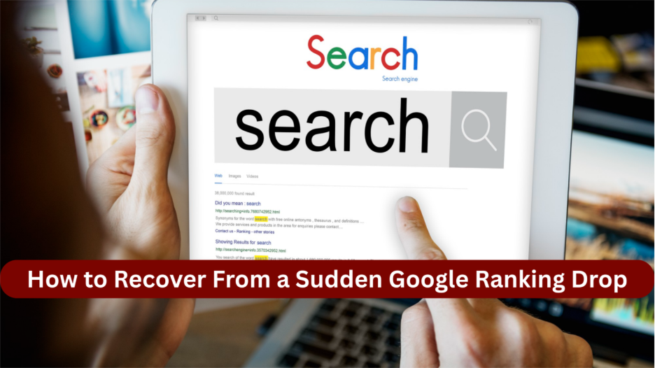 Tablet showing search engine and ranking recovery tips